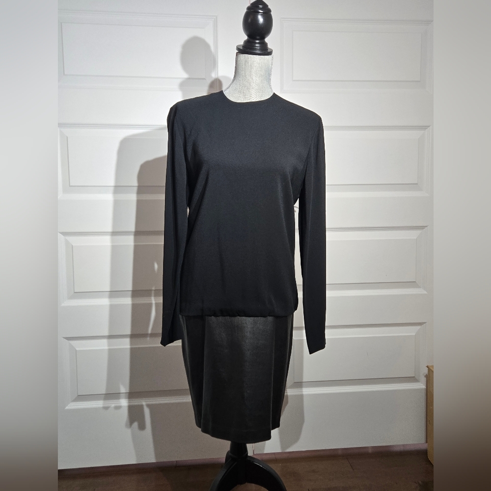 Ralph Lauren Black Label Long Sleeve Dress.  The Bottom Part Is 100% Lamb Skin.